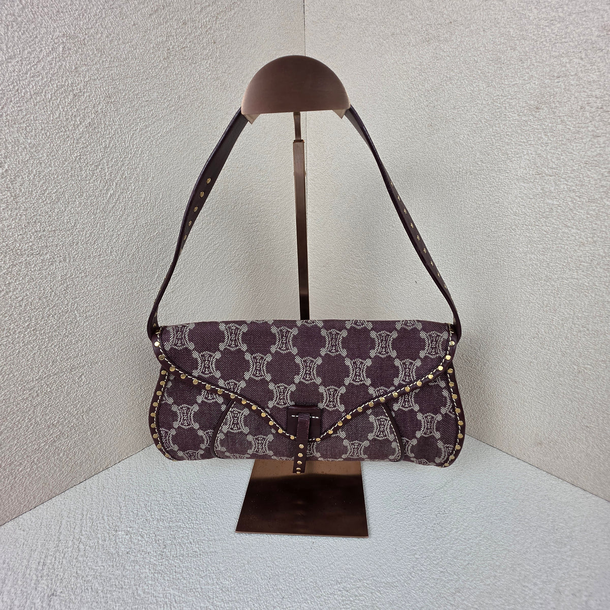 FENDI Zucca Logo Beige Canvas Leather Shoulder Bag